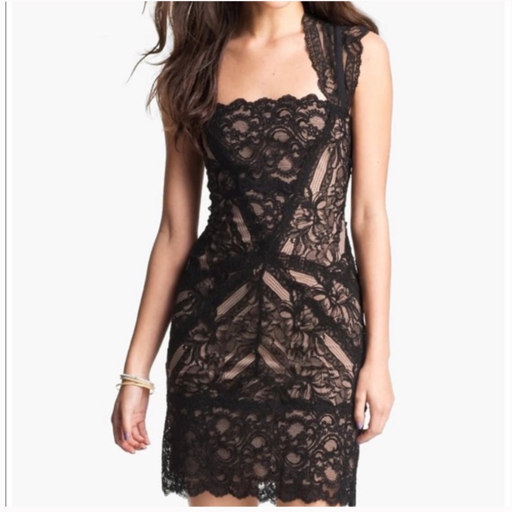 Nicole Miller Eva Dress - Black Lace Bodycon Mini